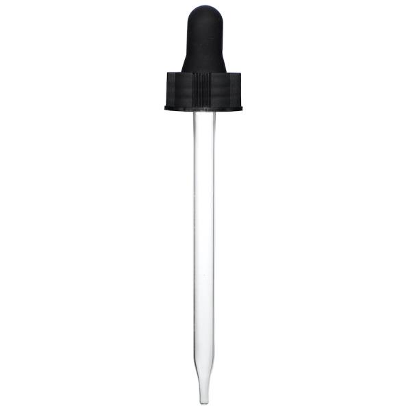 4 oz Black Glass Dropper (22-400) (Semi-Ribbed)