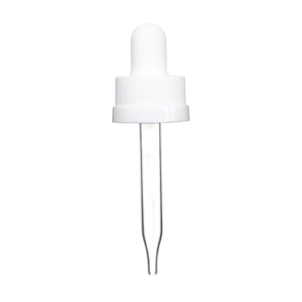 0.5 oz White Child Resistant Glass Dropper (18-400)