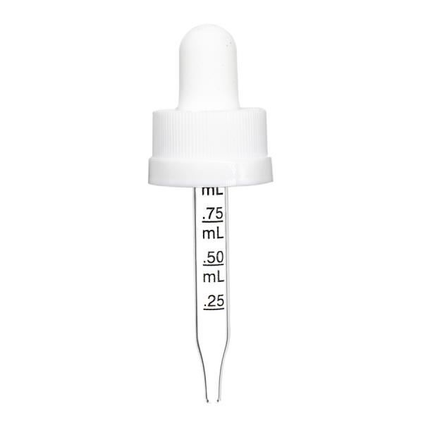 10 ml White Child Resistant Graduated Glass Dropper (18-400)