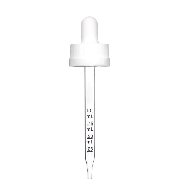 2 oz White Child Resistant Graduated Glass Dropper (20-400)