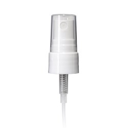 White PP 20-410 Smooth Skirt Fine Mist Fingertip Sprayer with Clear Overcap