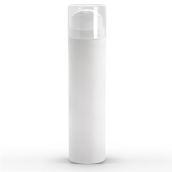150 ml White Polypropylene Airless Pump Bottle with White Snap Cap and Clear Overcap