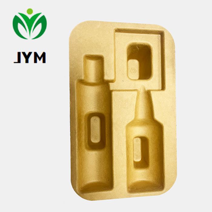 Biodegradable molded packaging paper tray for cosmetic