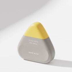 The triangular shaped sunscreen bottle