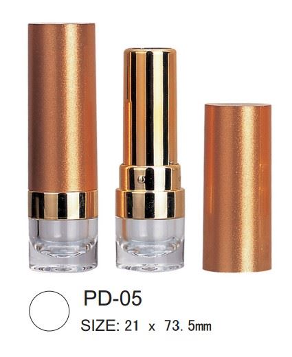 Packaging with clear base revealing lipstick color
