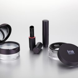 Cosmetic packaging decorated in matte black