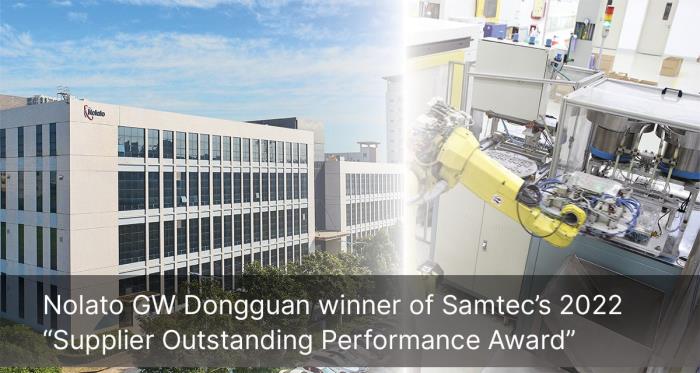 Nolato GW Dongguan Named Winner of Samtec’s 2022 “Supplier Outstanding Performance Award