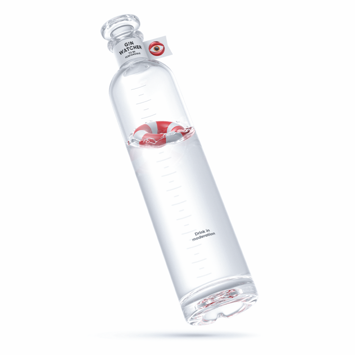 Baywatch-inspired Gin Watcher presented in glass bottle by Estal