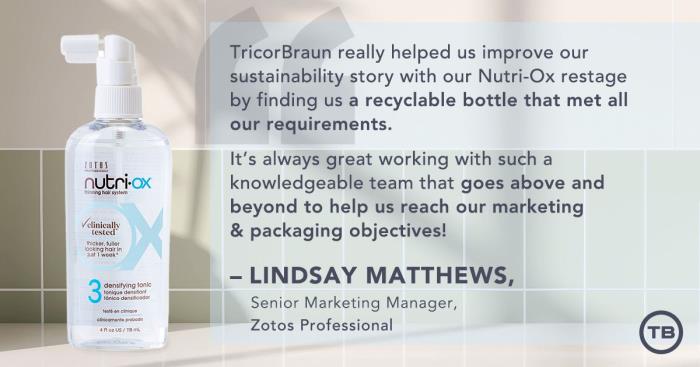 TricorBraun Supports Zotos’ Sustainable Relaunch of the Nutri-Ox 3Step System