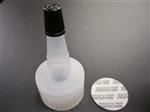 24-410, HDPE Spout Closure, Ps22 Printed, No Hole, Long Black Tip Attached,