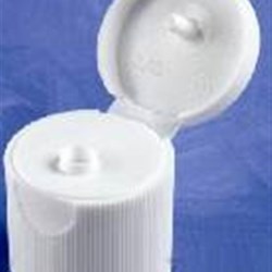 24-415, P/P Flip Top Closure, .125 orifice Butterfly Hinge, Fine Ribbed Skirt,