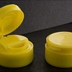 33-400, MDPE Flip Top Closure, Half Moon orificeLift-N-Peel Ribbed Skirt, Captive Hinge, Quad Tab Line