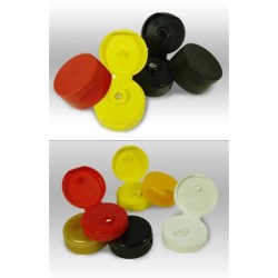 38-400, P/P Flip Top Closure, .250 inch orificeTSPS10-1F Printed, Ribbed Skirt, Smooth Top,