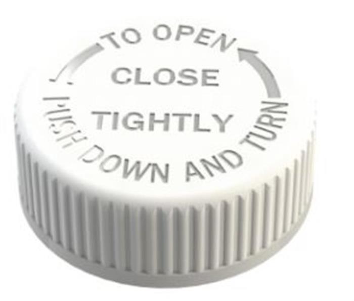 89-400, P/P Push and Turn Closure, F217 Text Top, CRC, Ribbed Skirt,