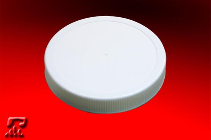 89-400, P/P Continuous Thread Closure, Foil #3 Printed-SFF - Red, Land Ribbed Skirt, Mat/Stipple Top,