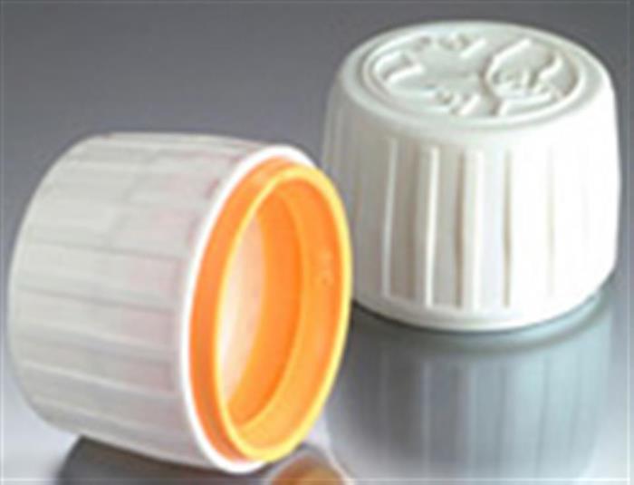 28mm, HDPE Push and Turn Closure, CRC, Ribbed Skirt,