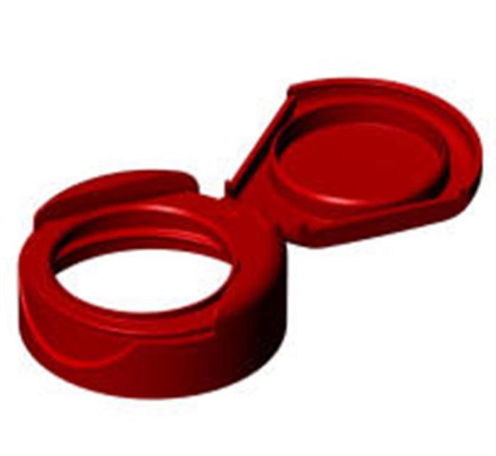 38-400, P/P Flip Top Closure, Full-open- orificeLift-N-Peel Printed-Blue, Land 