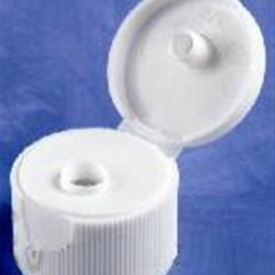 28-410, P/P Flip Top Closure, .250 (6mm), orificeUnlined Crab Claw Fine Ribbed Skirt, Mat/Stipple Top,