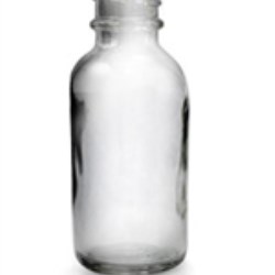 1 oz Glass Boston Round, Round, Flint, 20-400 GPI finish