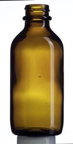 3 oz Glass Boston Round, Round, Amber, 22-400 GPI finish Iso