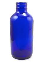 4 oz Glass Boston Round, Round, Cobalt Blue, 24-400 GPI finish Sloped Shoulder