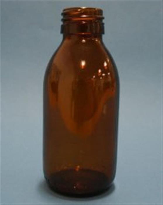 200 ml Glass Cylinder, Round, Amber, 28Tamper Evident finish