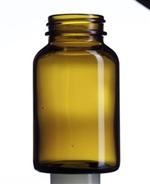 200 ml Glass Packer, Round, Amber, 45-400 GPI finish