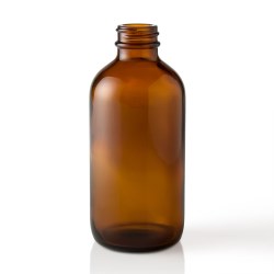 8 oz Glass Boston Round, Round, Amber, 28-400