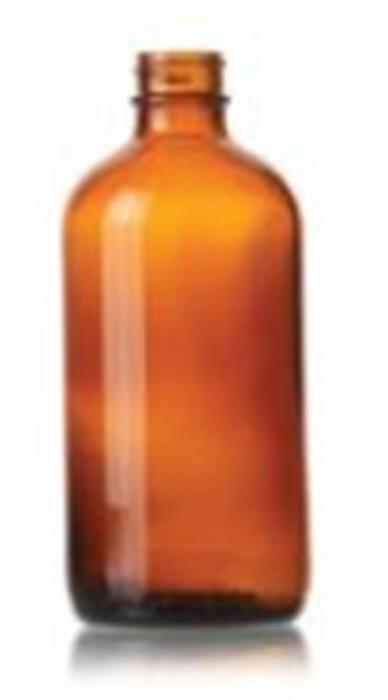 8 oz Glass Boston Round, Round, Amber, 28-400