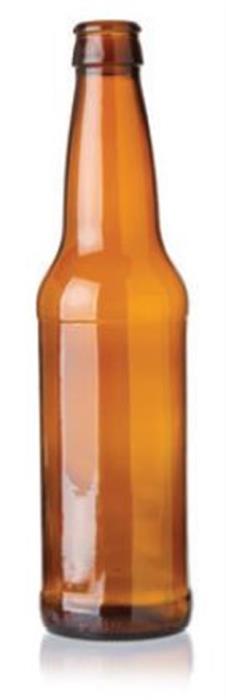 12 oz Glass Long Neck, Round, Amber, 26Crown finish