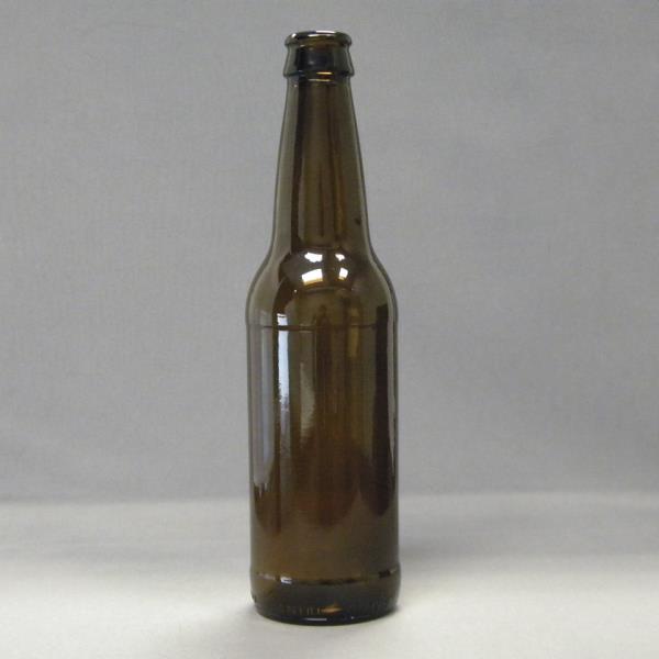 12 oz Glass Long Neck, Round, Amber, 26-611 Crown finish