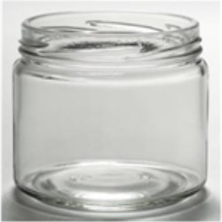 12 oz Glass Jar, Round, Flint, 82-2040 Lug finish Squat