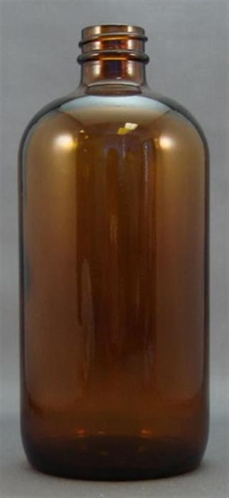 16 oz Glass Boston Round, Round, Amber, 28-400