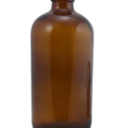 16 oz Glass Boston Round, Round, Amber, 28-400 GPI finish Sloped Shoulder