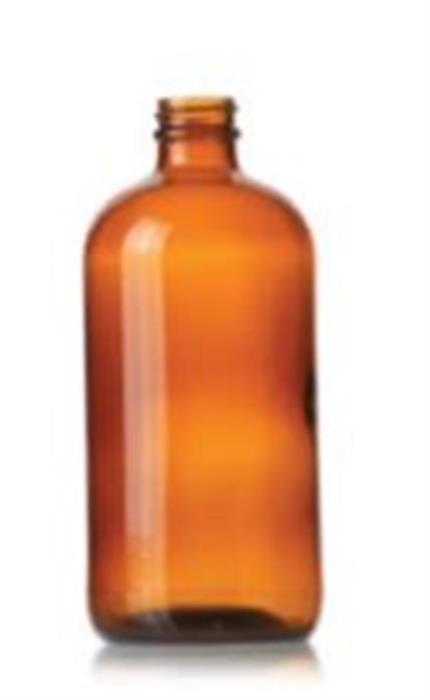 16 oz Glass Boston Round, Round, Amber, 28-405
