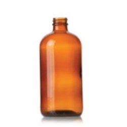 16 oz Glass Boston Round, Round, Amber, 28-405