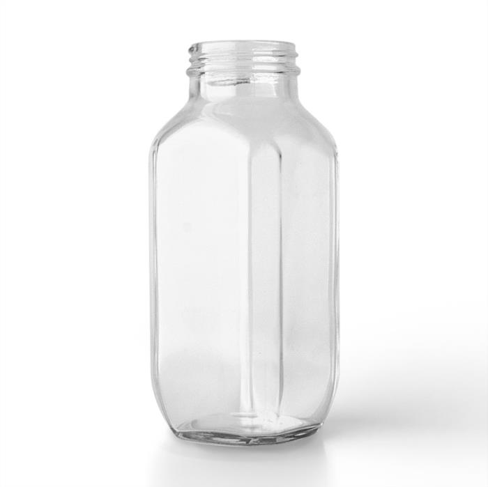 16 oz Glass Jar, Square, Clear, 48-400 