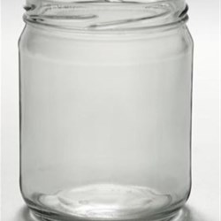16 oz Glass Jar, Round, Flint, 82Lug finish Squat 