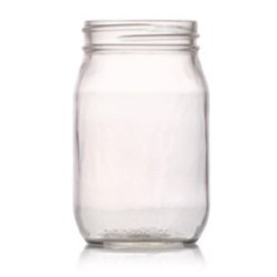 16 oz Glass Jar, Round, Flint, 70-450 