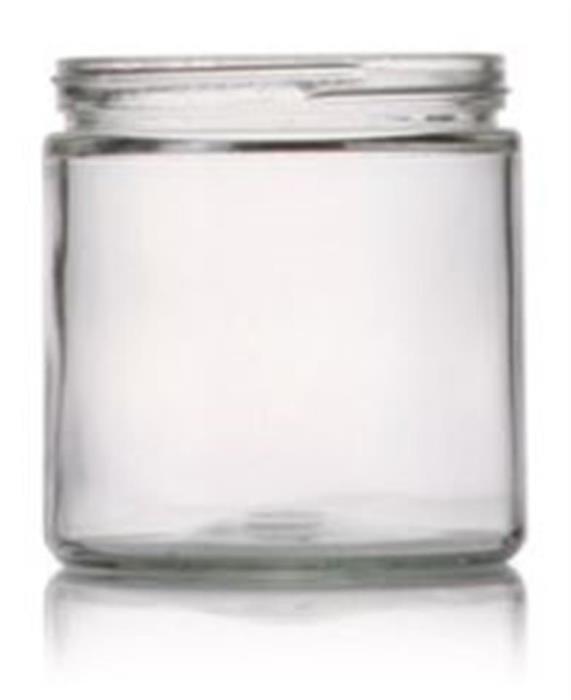 16 oz Glass Jar, Round, Flint, 89-400 Straight Sided