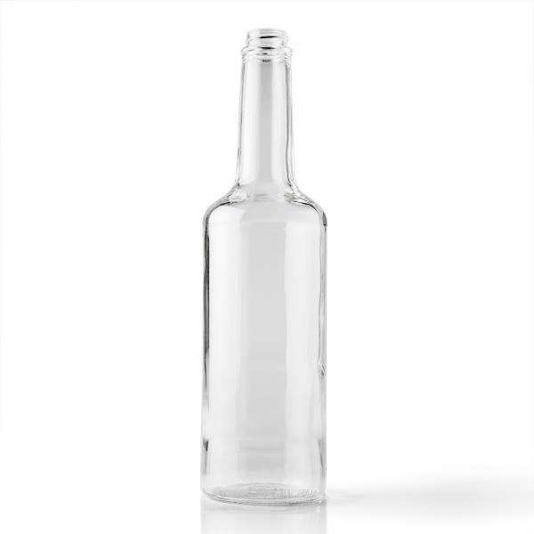25 oz Glass Long Neck, Round, Flint, 28-405 Label Indent