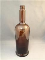 750 ml Glass Long Neck, Round, Amber, 28Kerr finish Footed