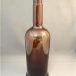 750 ml Glass Long Neck, Round, Amber, 28Kerr finish Footed