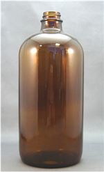 32 oz Glass Boston Round, Round, Amber, 28-400