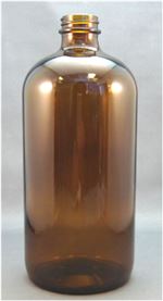 32 oz Glass Boston Round, Round, Amber, 33-400