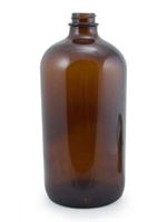 32 oz Glass Boston Round, Round, Amber, 33-400 GPI finish