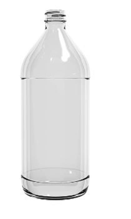 32 oz Glass Utility, Round, Flint, 28-405 Fluted Label Indent