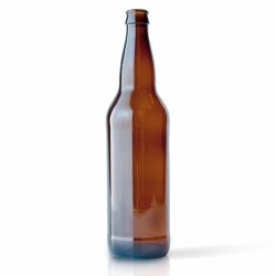 22 oz Glass Long Neck, Round, Amber, 26mm Crown finish 