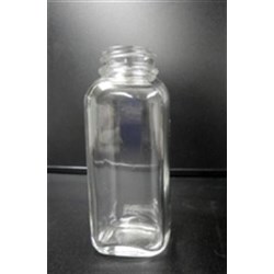 8 oz Glass Jar, Square, Flint, 43-400 GPI finish 