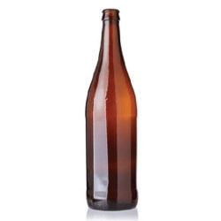 750 ml Glass Long Neck, Round, Amber, Crown finish 